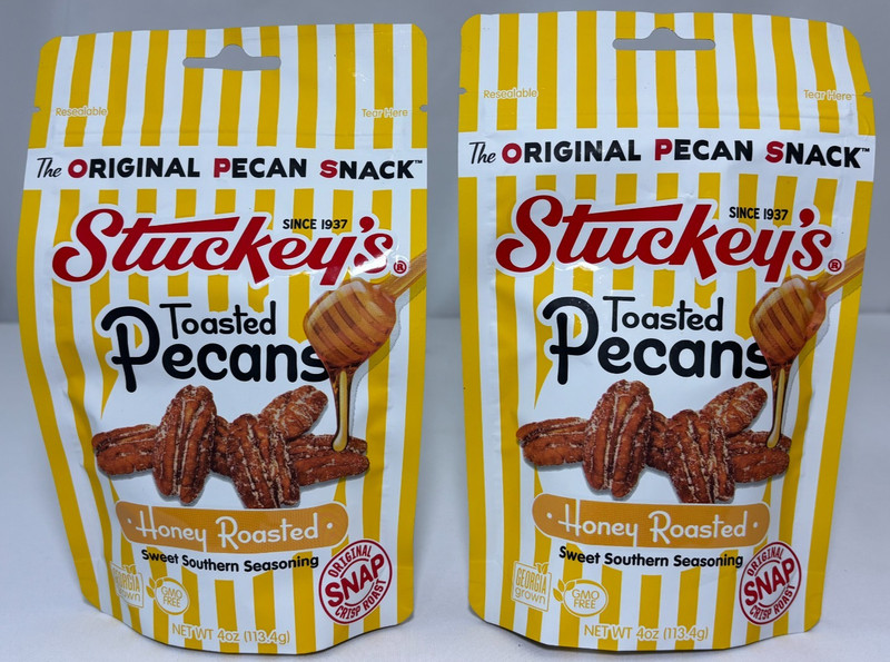 2 PACK Stuckey’s Toasted Pecans Honey Roasted 4 oz EXP 11/17/2026