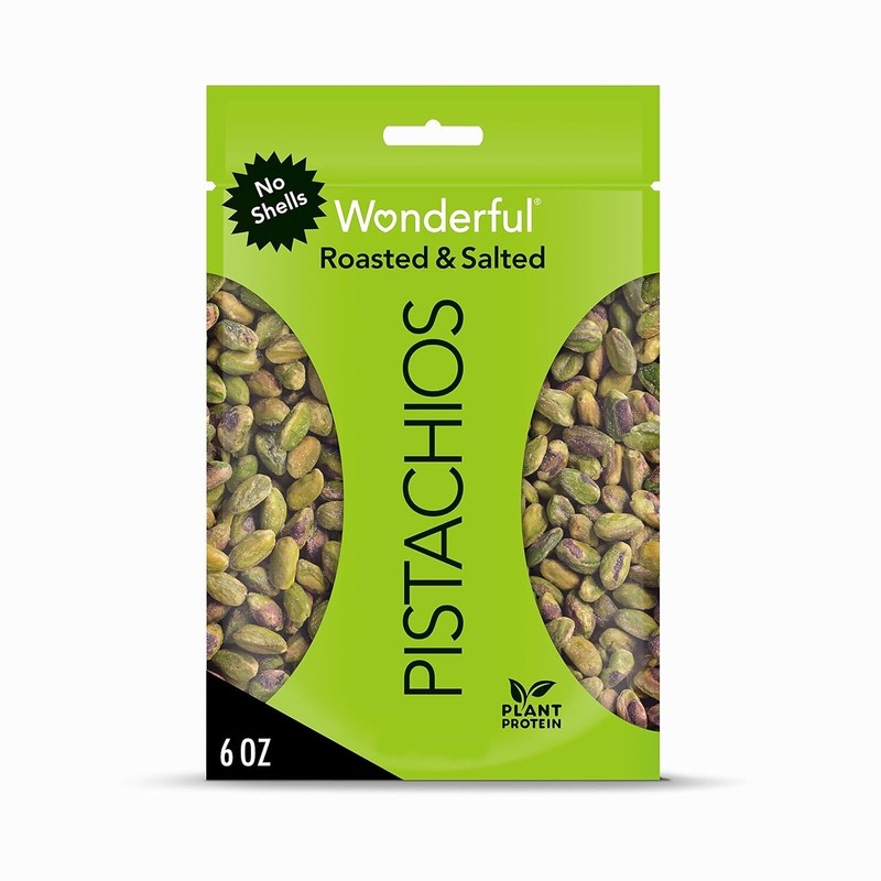 Wonderful Pistachios No Shells 6oz Roasted Salted Nuts Protein Snack Resealable