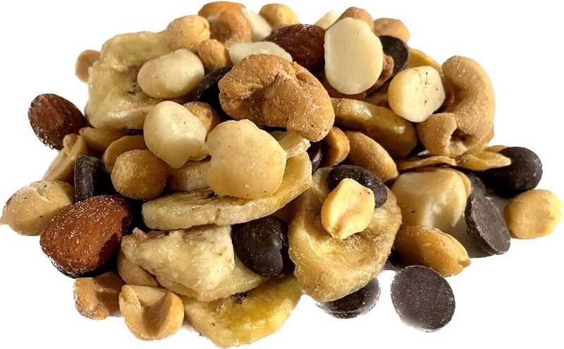 Delicious Fresh Roasted Nuts With Belgian Dark Chocolate & Banana Chips Organic