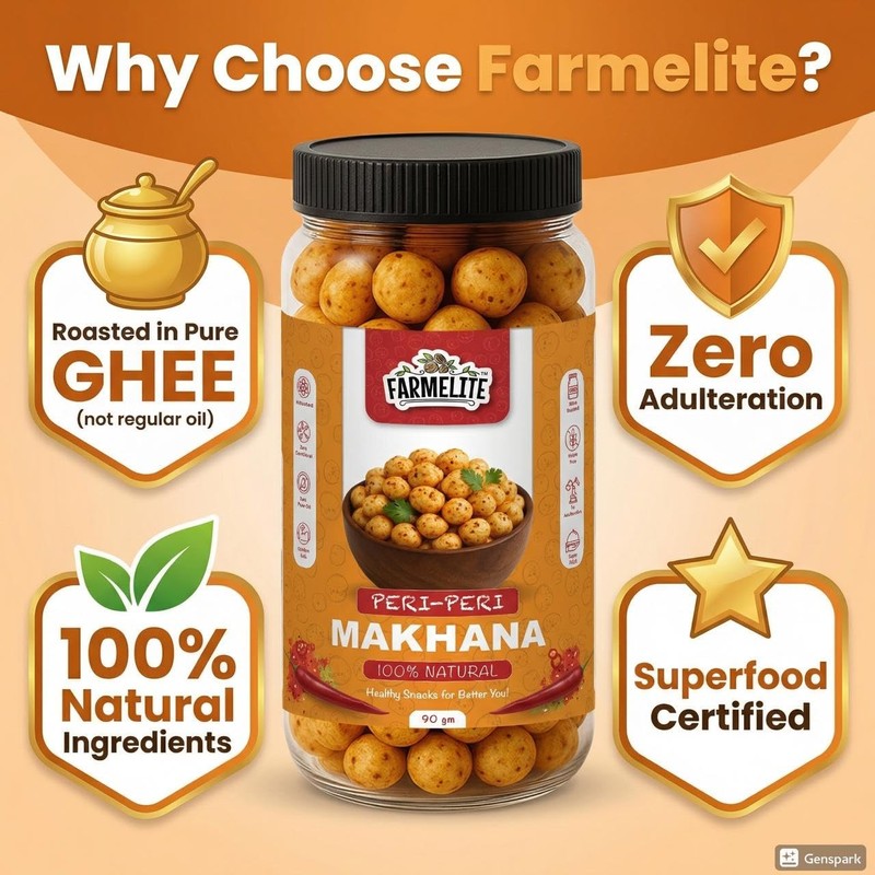 FARMELITE Peri Peri Makhana Pack of 2 | Roasted Fox Nuts Snack 180g gallery