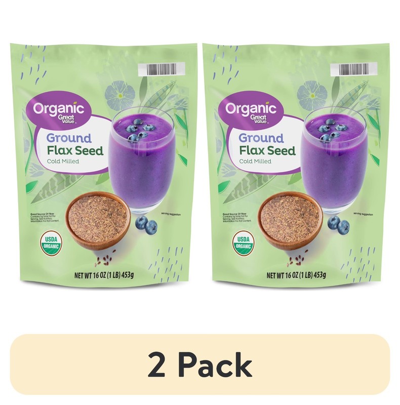 2 pack, Great Value Organic Ground Cold Milled Flax Seed, 16 oz.