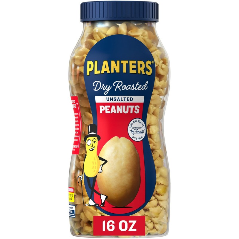 Planters Unsalted Dry Roasted Peanuts, 16 Ounce