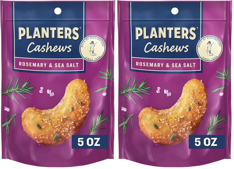 Rosemary Sea Salt Planters Cashews 5 Oz Roasted Party Snacks Cashew Nuts 2 Pack