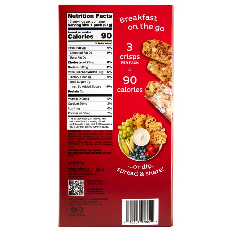 3 Pack - Nonni's THINaddictives Cranberry Almond Crisps 15 pk. gallery