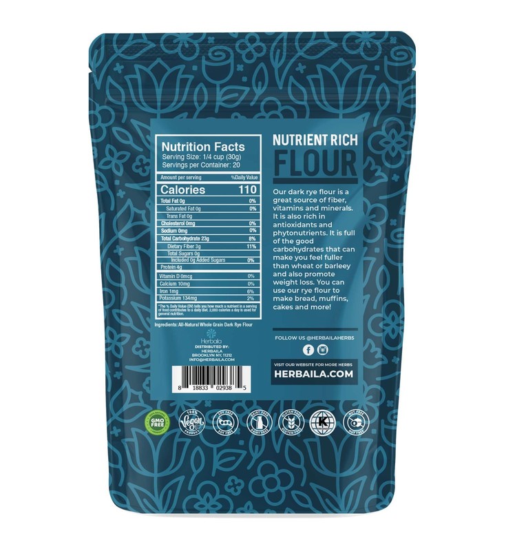 Dark Rye Flour 2lb - Whole, Non-GMO, Pumpernickel & Bread Baking Flour gallery