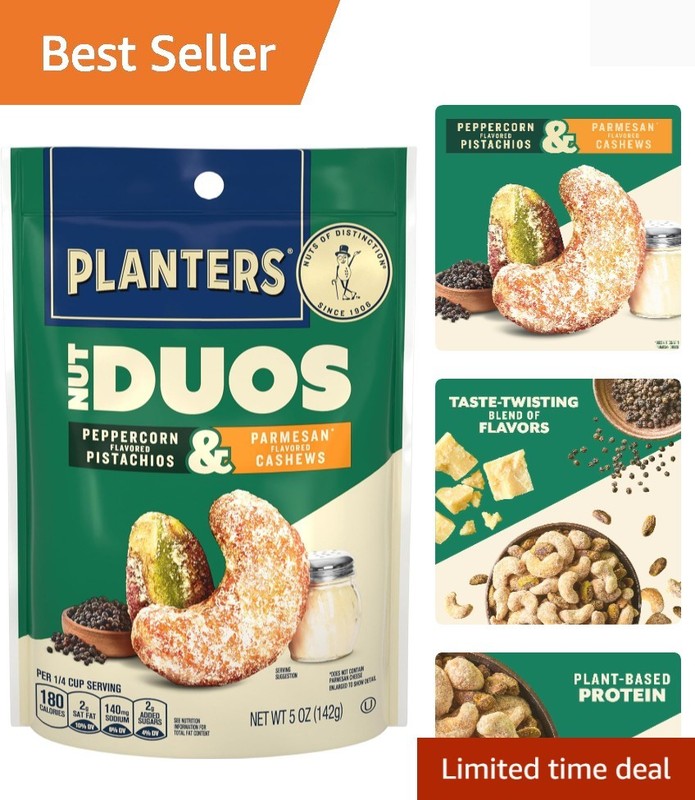 Nut Duos, Flavored Nuts, Peppercorn Pistachios & Parmesan Cashews 5oz