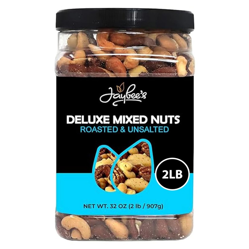 Jaybee s Unsalted Mixed Nuts 32 oz Deluxe No Peanuts
