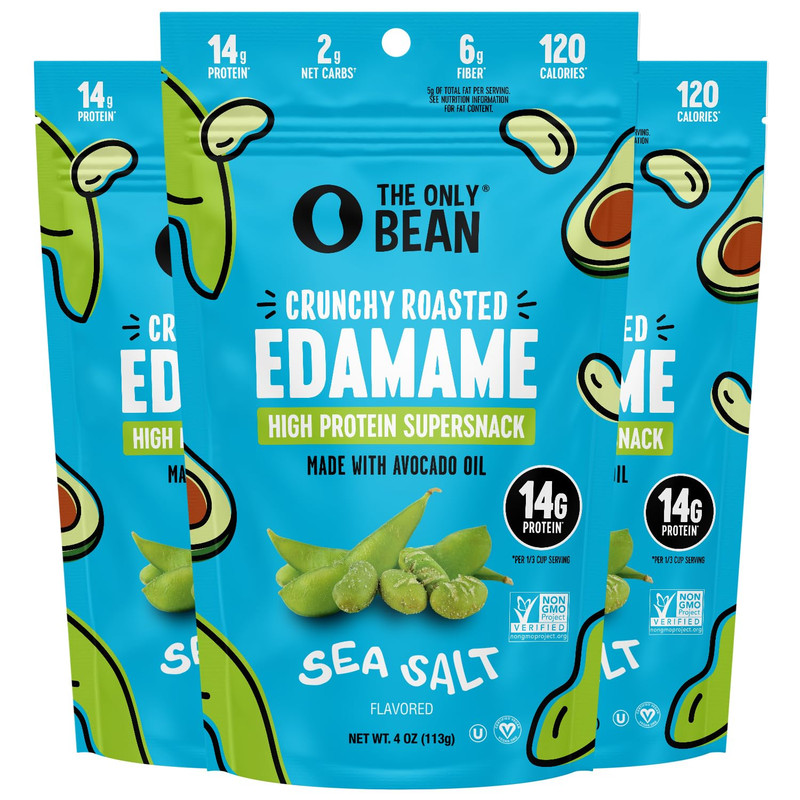 The Only Bean – Crunchy Roasted Edamame Beans (Sea Salt) – Keto Snacks (2G Net)