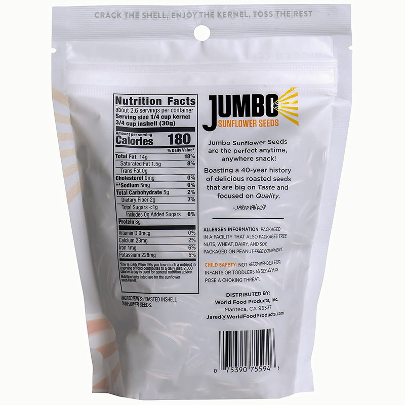 JUMBO SUNFLOWER SEEDS Sunflower Seeds, Mega No Salt, 5.5-Ounce Pack of 12 gallery