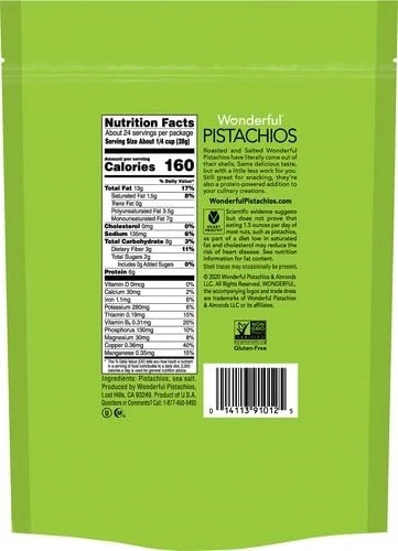 Wonderful Pistachios, No Shells, Roasted & Salted Nuts, 24 Ounce (Pack of 2) gallery