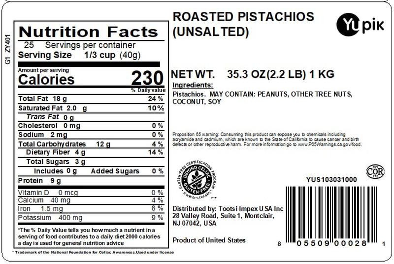 Dry Roasted Unsalted Pistachios, in Shell, 2.2 Lb (35.3 Oz), Gluten-Free, Kosher gallery