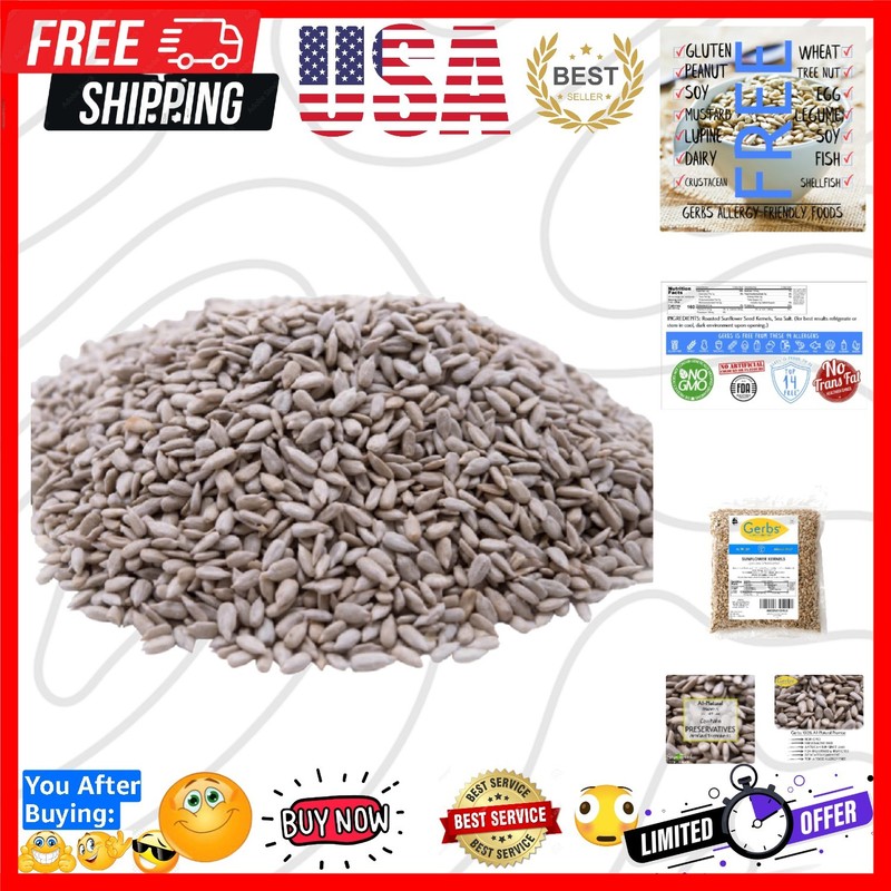 Lightly Sea Salted Sunflower Seed Kernels by – 2 LBS – Top 11 Food Allergen F…