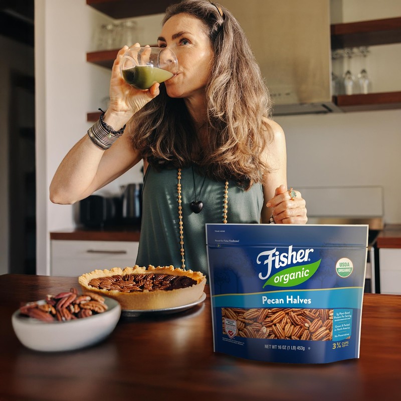 Fisher Organic Pecans Halves 16 oz, USDA Certified Organic, Unsalted Raw Peca... gallery