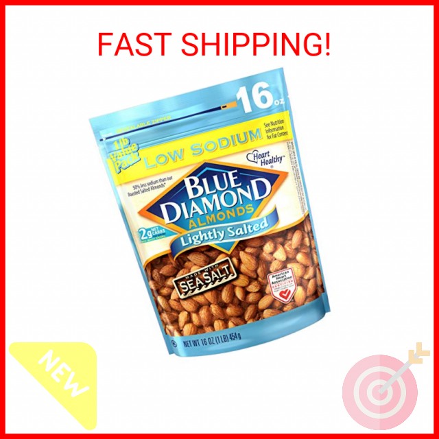 Blue Diamond Almonds Low Sodium Lightly Salted Snack Nuts, 16 Oz Resealable Bag gallery