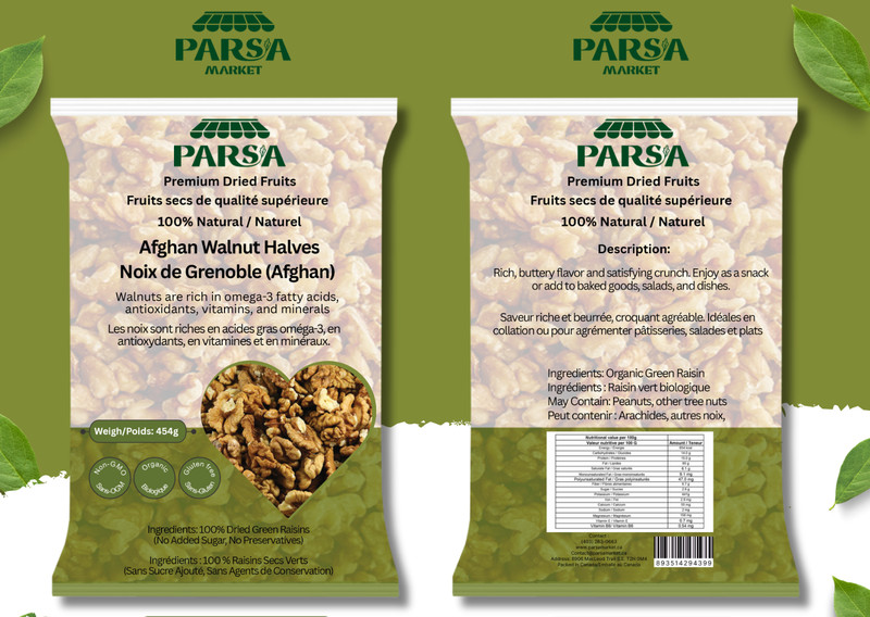 Parsa Market Afghan Walnut Halves Hand Picked 100% Pure Natural Organic