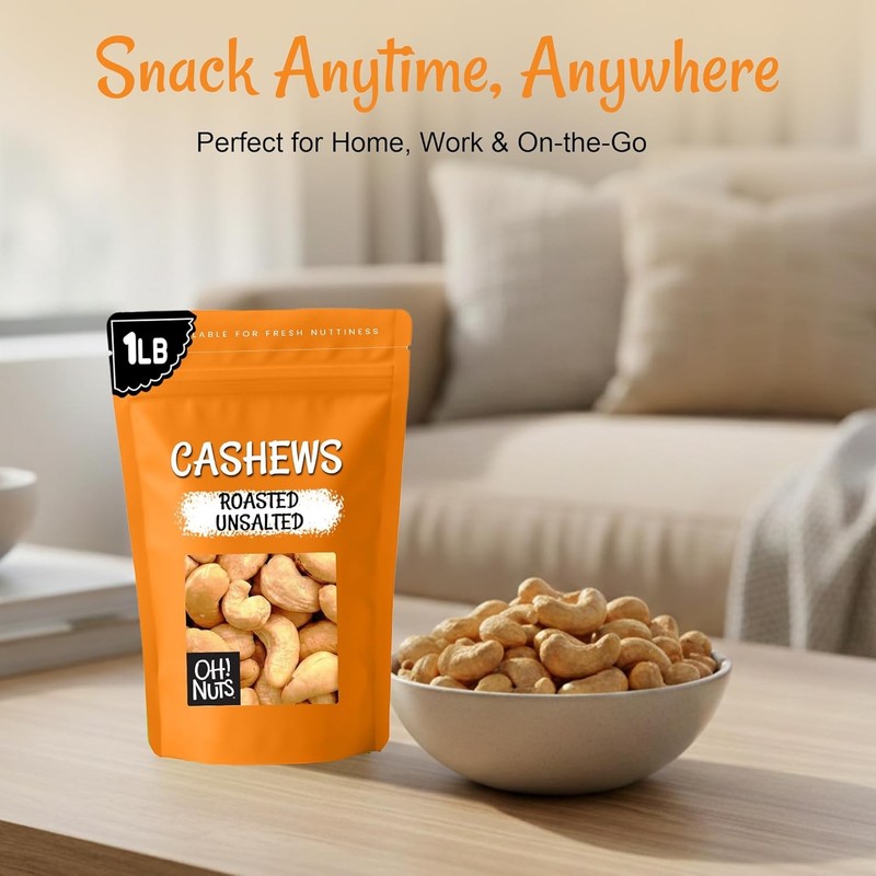 Cashews Roasted Unsalted - 1 lb - Roasted Unsalted Cashews - gallery
