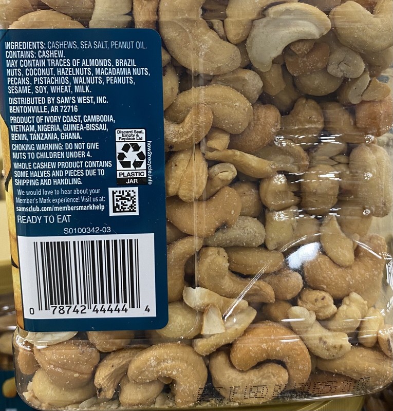 Member's Mark WHOLE CASHEWS With Sea Salt 33 oz Tub - 2 PACK gallery