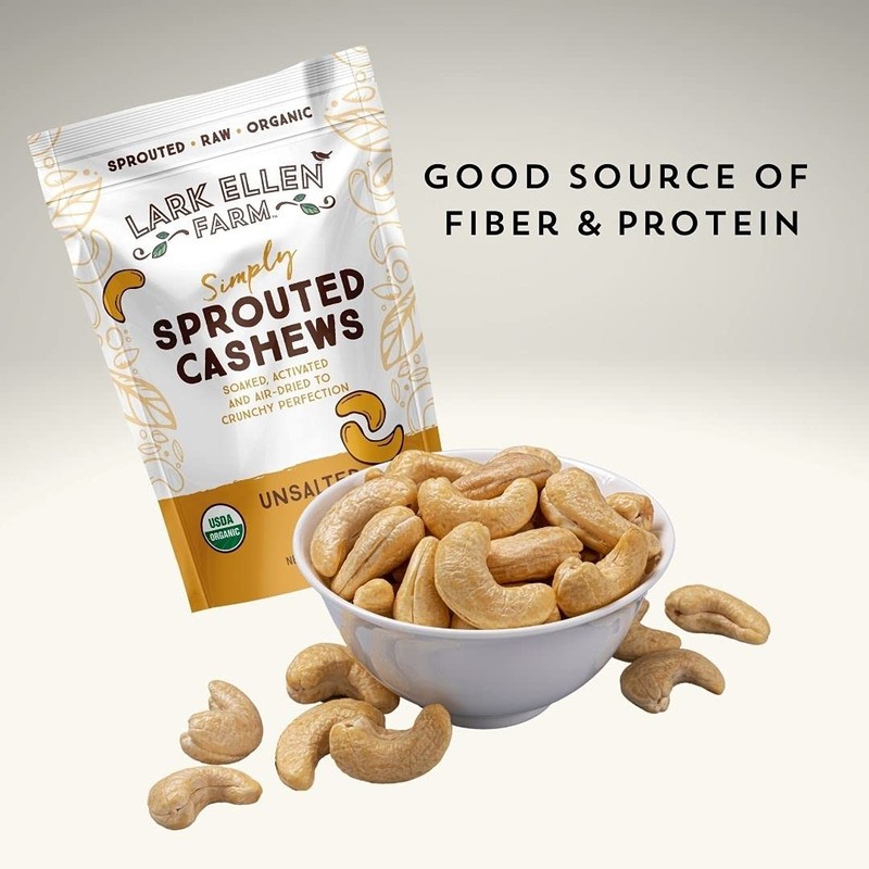Lark Ellen Farm Unsalted Organic Raw Cashews, Sprouted, AirDried, GlutenFree,... gallery