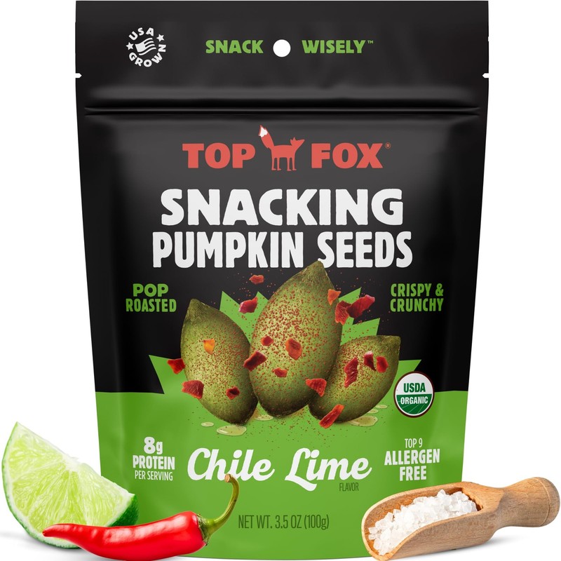Top Fox Snacks Pumpkin Seeds to Eat Chile Lime, 3.5 oz – 6 Pack Gluten Free ...