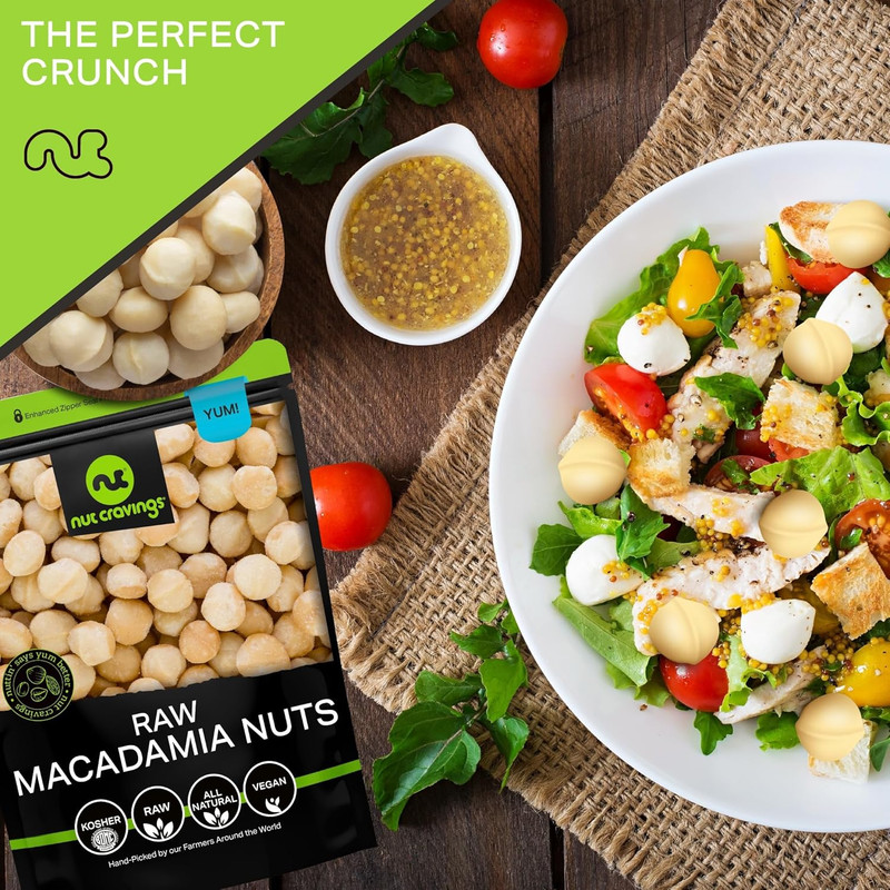 NUT CRAVINGS - Raw Macadamia Nuts, Unsalted, Shelled, (8Oz - 1 Pack) Bulk Nuts P gallery