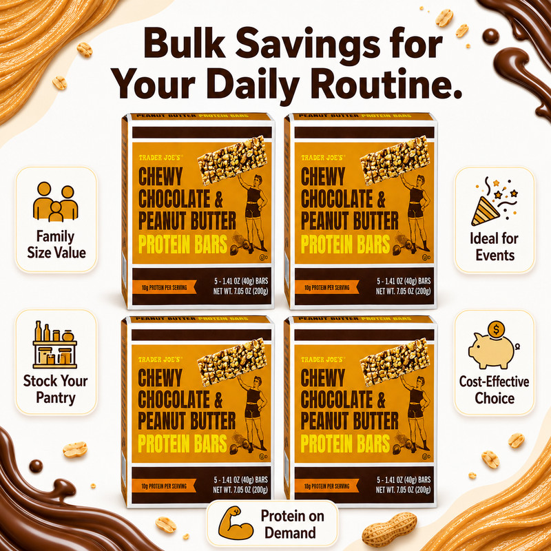 4 Pack Trader Joe’s Chewy Chocolate & Peanut Butter Protein Bars