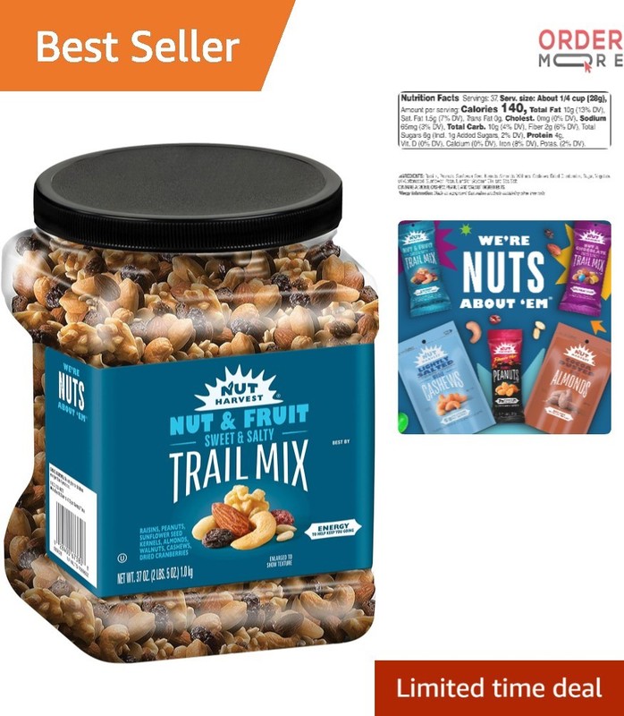 Nut & Fruit Mix 37oz Jar with Raisins Peanuts Almonds Cashews Walnuts