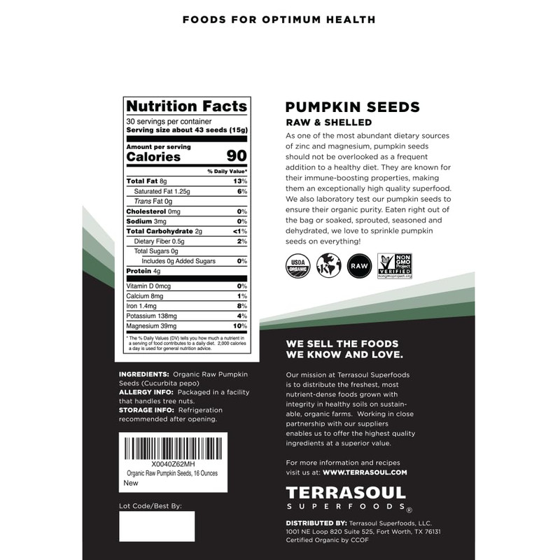 Organic Pumpkin Seeds, 16oz - Raw, Unsalted, Superfood for Snacking & Salad Boos gallery