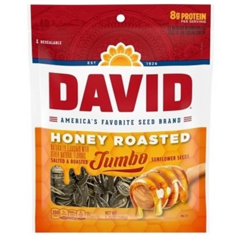 12x David Jumbo Honey Roasted Sunflower Seeds New Bulk Snack Treats 5.25oz