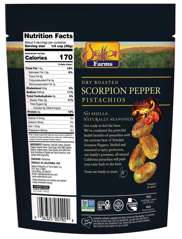 Setton Farms Pistachios, Scorpion Pepper 5 Ounce (Pack of 1), gallery