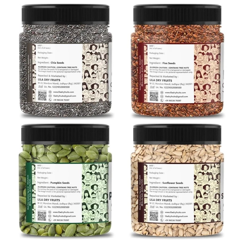 LILA DRY FRUITS 4 Superseed Combo Chia Pumpkin Sunflower & Flax 100gms each 400g gallery
