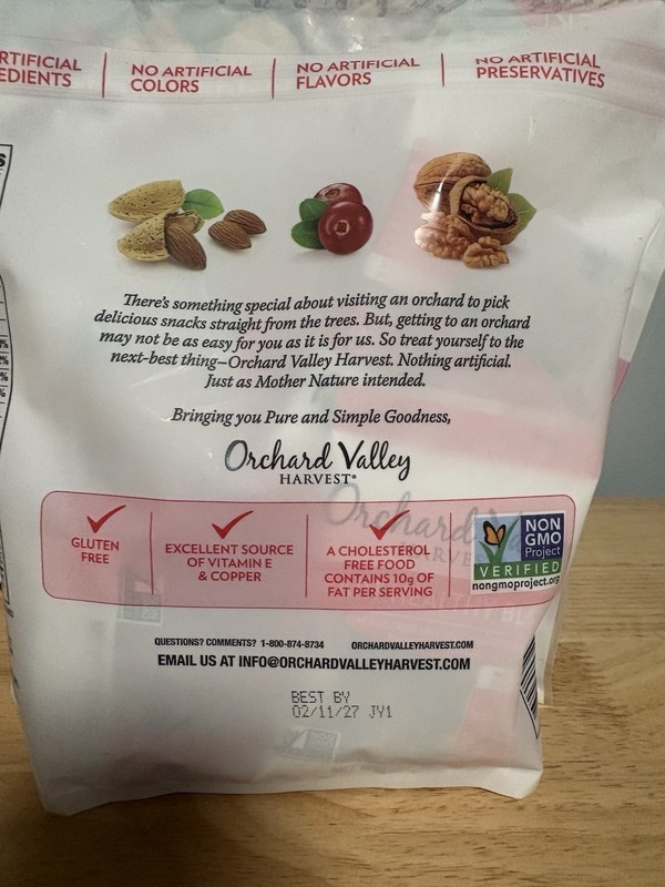 2 Large Bags Orchard Valley Harvest Heart Healthy Trail Mix 15oz gallery