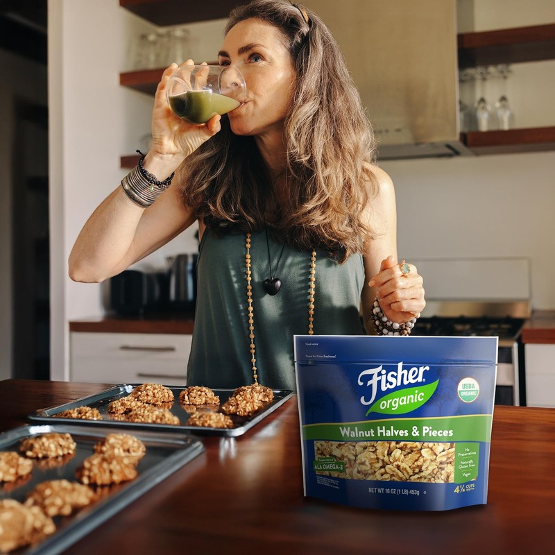 Fisher Organic Walnut Halves & Pieces 16 oz, USDA Certified Organic Nuts, Uns... gallery