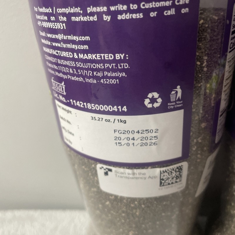 Farmley Chia Seeds-2 units-Over 4 pounds of Chia Seeds-Omega 3-Vegan-Exp 1-15-26 gallery