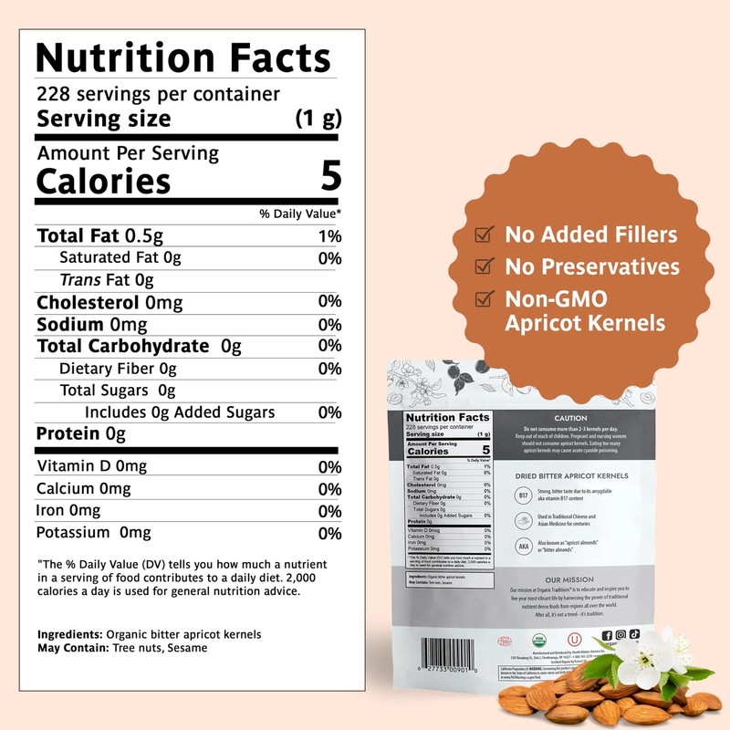 Apricot Kernels, Organic Apricot Seeds, Sundried Sweet and Bitter Taste, Vega... gallery