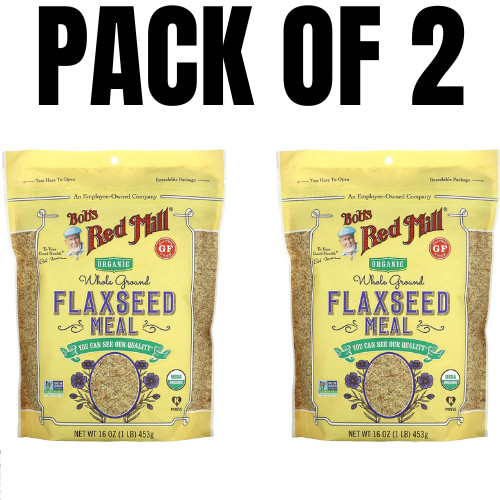 Organic Flaxseed Meal, Whole Ground, 1 lb (453 g) pack of 2