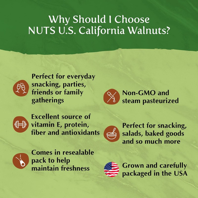 NUTS U.S. – California Raw Walnuts (No Shell) – Fresh Chandler Variety with a... gallery