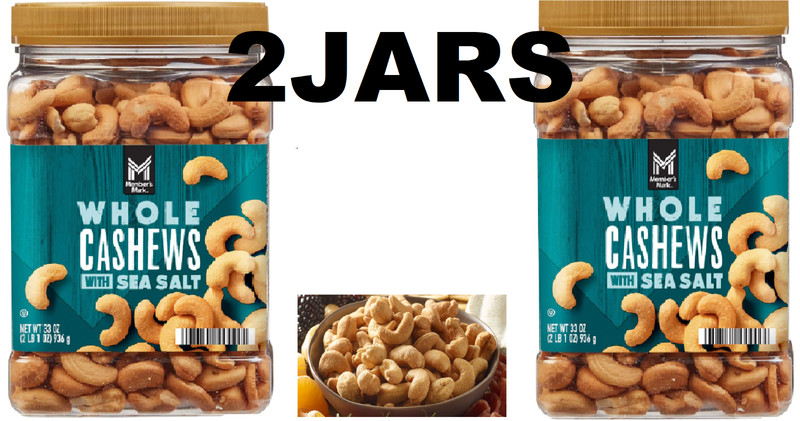 2 PACK -Member's Mark Roasted Whole Cashews with Sea Salt ( 33 oz.) Total 66 oz.
