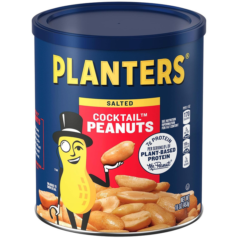 Planters Salted Cocktail Peanuts, Savory Party Snack, Plant Protein, 16 oz 6pk gallery