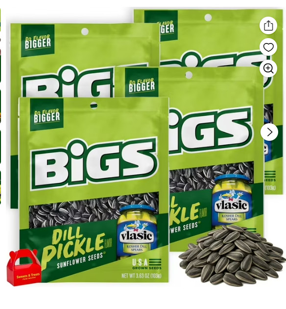 BIGS Vlasic Dill Pickle Sunflower Seeds, 4-Pack (3.6 oz. Each),