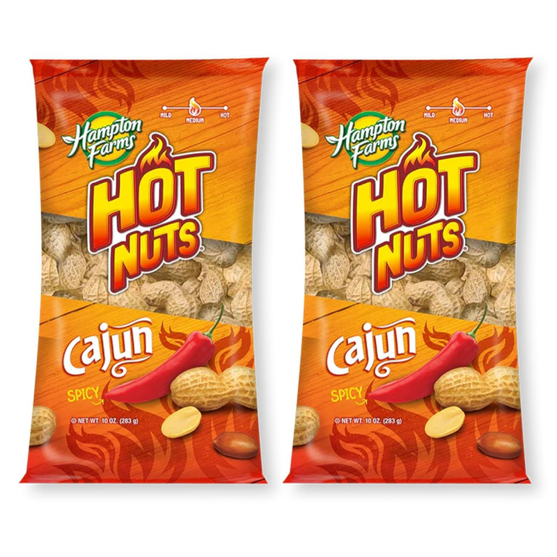 Hot Nuts Cajun Spicy Peanuts, 10 Oz.(Pack of 2)
