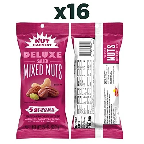 Nut Harvest, Deluxe Mixed Nuts, 2.25 Ounce, Pack of 16. gallery