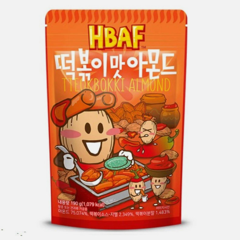 HBAF Tteokbokki Almond & Peanuts 190g Korean Spicy Rice Cake Flavor Snack