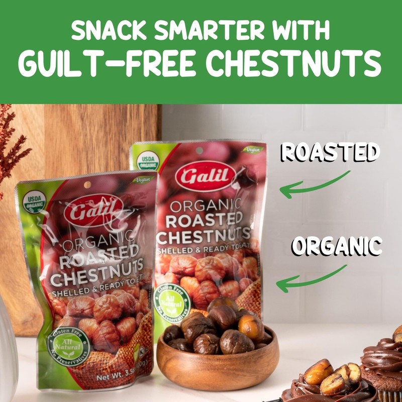 Organic Roasted Chestnuts - 24 Pack Shelled, Gluten Free, Vegan, Non-GMO Snacks gallery
