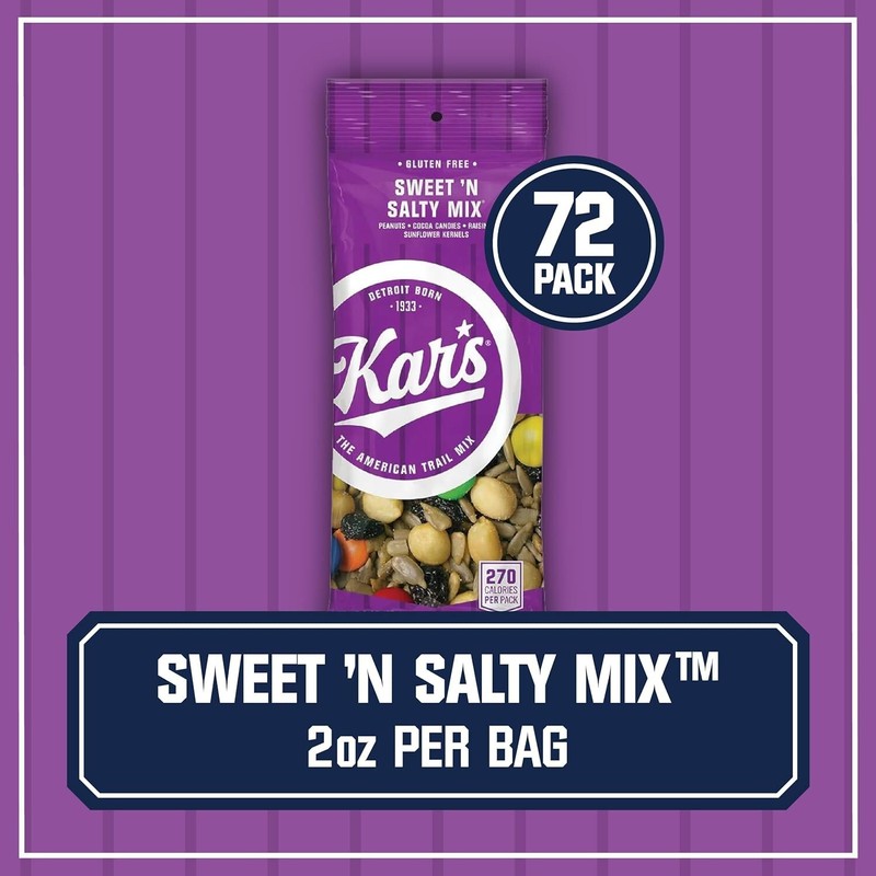 Bulk Pack of 72 Kar’s Gluten-Free Sweet ‘N Salty Trail Mix 2 oz Snack Packs gallery