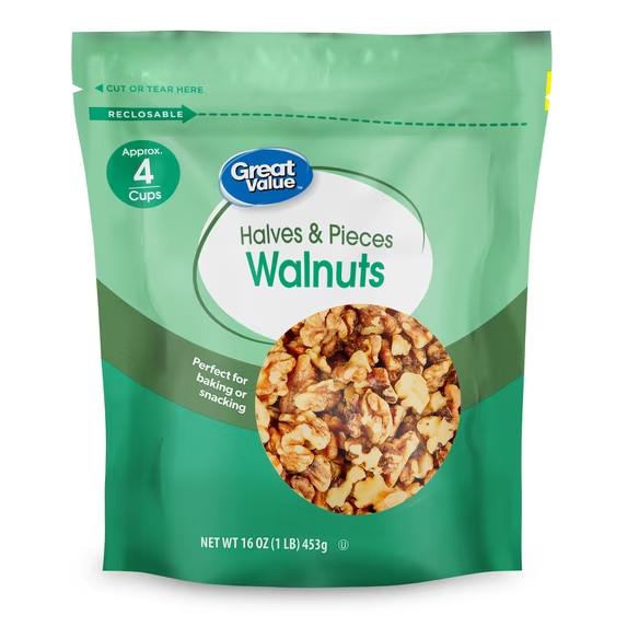 (4 pack) Great Value Walnuts Halves & Pieces, 16 oz gallery