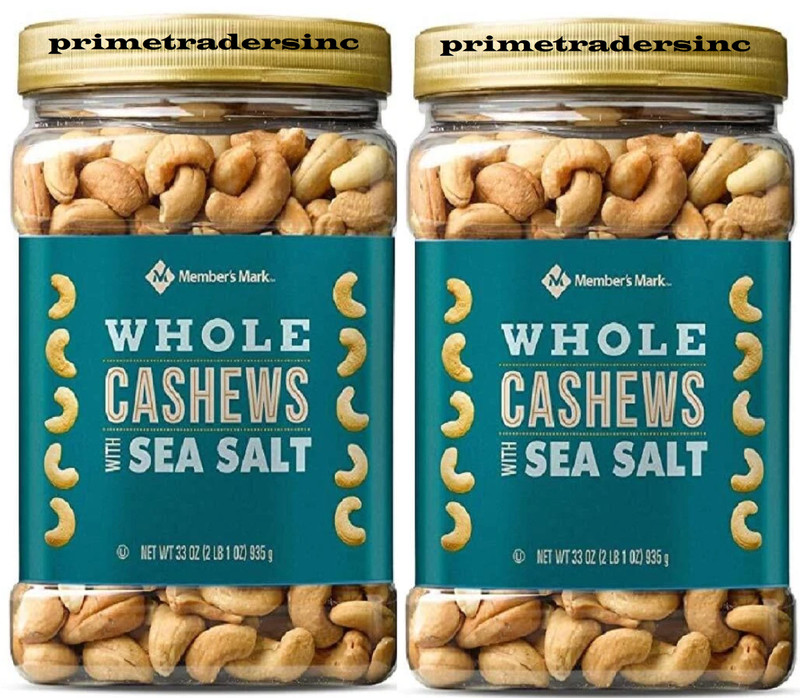 2 Packs Member’s Mark Unsalted Whole Cashews 33 oz Each Pack