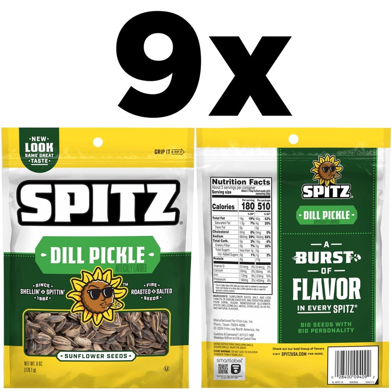 Spitz Sunflower Seeds, Dill Pickle, 6 Ounce (Pack of 9) 9 Count 1) gallery