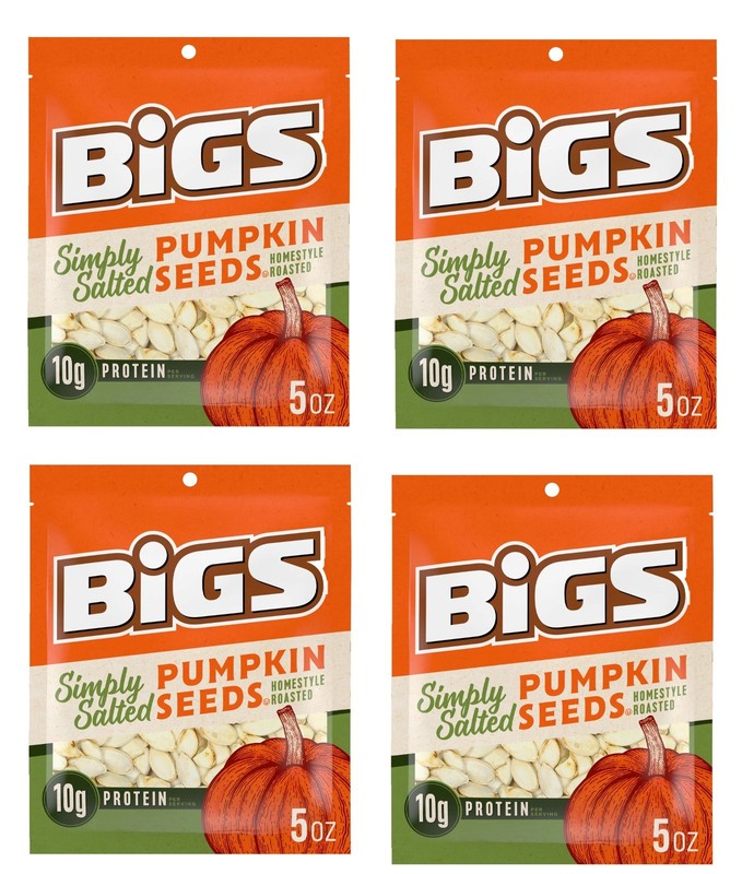 BIGS Simply Salted Homestyle Pumpkin Seeds 5 oz (4 Pack) Roasted Keto Friendly