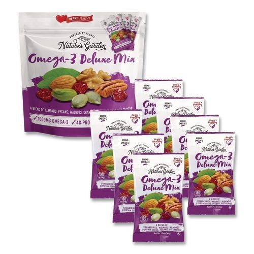 Nature's Garden Omega-3 Nut Mix, 1 oz Pouch, 7 Pouches/Pack, 6 Packs/Carton gallery