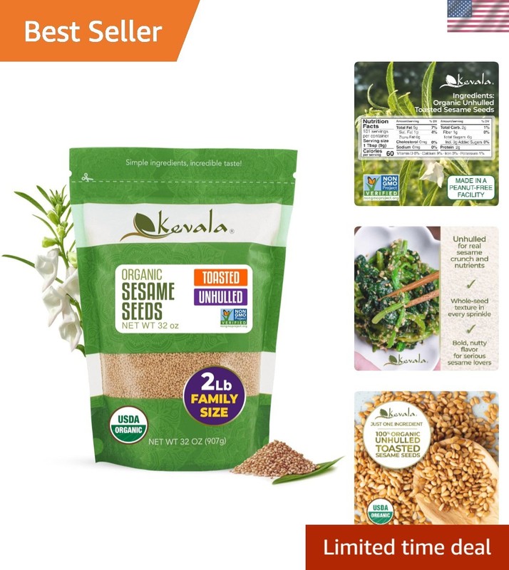 Organic Toasted Sesame Seeds Unhulled – Gluten-Free Topping for Asian Dishes,…